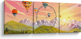 Léggömbök képe a táj felett (órával) (90x30 cm)