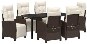 vidaXL Kert étkező szett párnával 7 pcs Barna polirattan