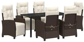 vidaXL Kert étkező szett párnával 7 pcs Barna polirattan