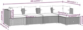 5 részes barna polyrattan kerti ülőgarnitúra párnákkal
