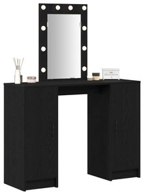 Fodrászasztal LED világítással Fekete Tölgy 102x33x135 cm