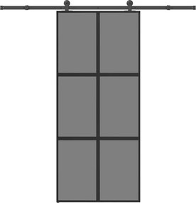 vidaXL tolóajtó vasalattal 90x205 cm edzett üveg&Alumínium