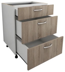 Benita 3 fiókos Alsó konyhaszekrény Sonoma Tölgy-Fehér 60x50x80 cm N