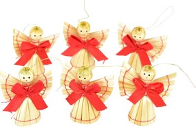 Szalmafigurák karácsonyi dísz készlet 5,5 cm, 6 db