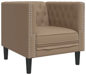 3 részes kávészínű műbőr Chesterfield kanapégarnitúra