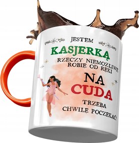 Narancssárga bögre a pénztárosnőnek Én vagyok a pénztárosnő nyomtatott fényképpel