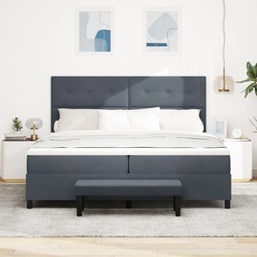 Box Spring ágy matraccal és paddal Sötétszürke 200x200 cm Bársonyos