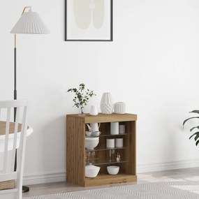 Oldalszekrény LED fényekkel, Kézműves tölgy 60,5x37x67 cm
