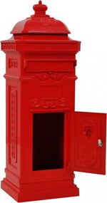 piros, vintage, rozsdamentes alumínium álló postaláda