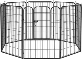 PawHut Kiskutya Játékkerítés - Állat Játékudvar - Kutya Játékkerítés - Formaalakítható Takavásár, Ajtóval, Fém 80 x 100 cm Fekete | Aosom