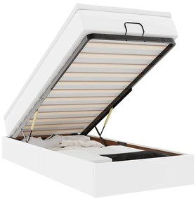 Ottomán ágykeret matraccal Fehér 90x200cm műbőrrel