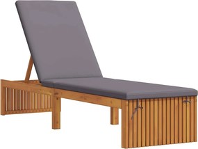 vidaXL Napozó párnával Olaj Természetes 200 x 55 x 94 cm Tömör akácfa
