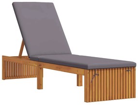 vidaXL Napozó párnával Olaj Természetes 200 x 55 x 94 cm Tömör akácfa