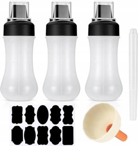 3 db 350 ml-es préselt palack – szószadagoló tölcsérrel és címkékkel