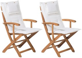 Összecsukható kerti szék kétdarabos szettben törtfehér párnákkal MAUI Beliani