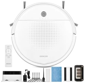 Sencor - Robotporszívó felmosóval 2in1 18W/1500 mAh fehér + távirányítás