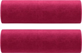 vidaXL 2 db bordó bársony díszpárna Ø15 x 50 cm