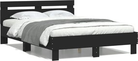vidaXL fekete szerelt fa ágykeret fejtámlával 120 x 200 cm