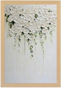 Poszter Keret Fa Természet Olaj Impasto 3D Fehér Kúszó Virágok 40x60