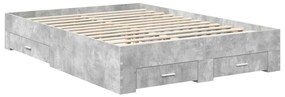 vidaXL Ágykeret fiókkal fejtámlával Beton Szürke 140 x 200 cm Faanyag