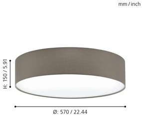 Eglo 97612 - Mennyezeti lámpa PASTERI 3xE27/60W/230V 57 cm