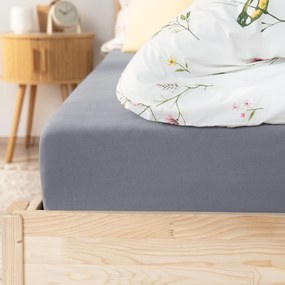 Goldea jersey körgumis lepedő - sötétszürke 90 x 200 cm