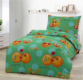Emoji zöld pamut ágynemű DeLuxe 140x200cm