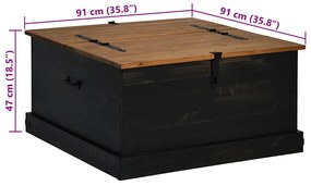 fekete tömör fenyőfa HALDEN tárolószekrény 91x91x47 cm