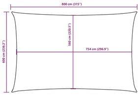 antracitszürke téglalap alakú oxford-szövet napvitorla 6 x 8 m