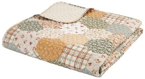 Sárga-bézs steppelt ágytakaró 220x230 cm Floral Patchwork – Catherine Lansfield