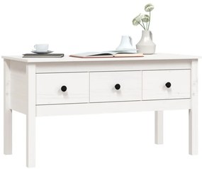 Fehér tömör fenyőfa dohányzóasztal 102 x 49 x 55 cm