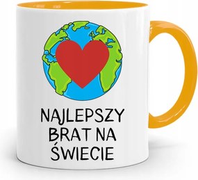 Sárga Bögre Ajándék Testvérnek Legjobb Testvér nyomott mintával