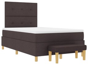 Boxspring Ágy Matrac és Pad Sötétbarna 120x200 cm Szövet
