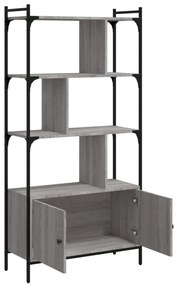 szürke sonoma szerelt fa könyvespolc ajtókkal 76,5x30x154,5 cm