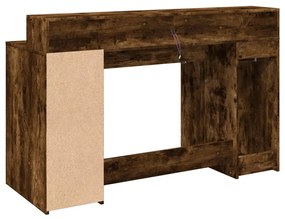 füstös tölgy színű szerelt fa íróasztal LED-ekkel 140x55x91 cm