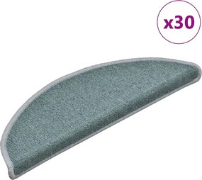 vidaXL 30 db-os lépcsőszőnyegek 56 x 17 x 3 cm tengerkék félkör alakú szőnyeg