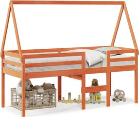 vidaXL viaszbarna tömör fenyőfa magasított ágy tetővel 80 x 200 cm