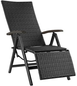 tectake 404575 összecsukható rattan szék alumínium kerettel és lábtartóval - fekete
