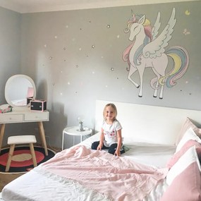 INSPIO Unikornisos öntapadós tapéta - Szivárványos textil falmatrica