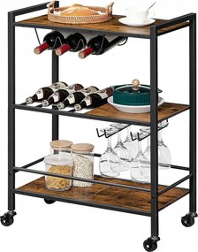 Tálalókocsi Vasagle Brutwood barna/fekete