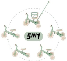 PETITE&MARS - Gyerek tricikli 5 az 1-ben TURBO LIMITED Green Twist