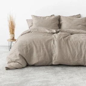 Goldea lenvászon keveréket tartalmazó ágyneműhuzat - kávé 240 x 220 és 2db 70 x 90 cm