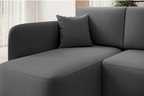 Szürkésbarna bársony kinyitható-tárolóhelyes sarokkanapé (bal oldali-heverő résszel) Hadson – ELTAP