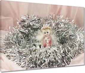 Vászonkép 80x60 Angyalka ezüst szénában