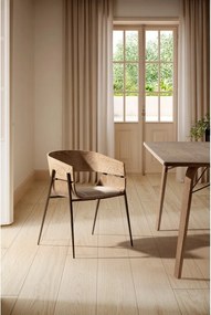 Natúr színű kárpitozott karfás étkezőfotel szett 2 db-os Naia – MOME