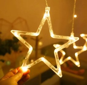 160 ledes 8 programos ledes fényfüggöny karácsonyi, csillag figurákkal, 3 méter - melegfehér