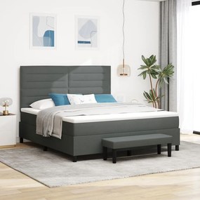 Box Spring Ágy Mattal és Pad Sötétszürke 180x200 cm Szövet