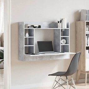 betonszürke szerelt fa falra szerelhető íróasztal 105x48x75 cm