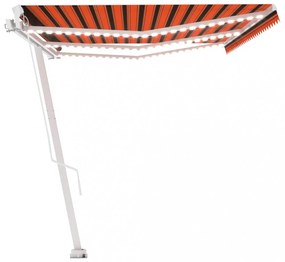 narancs és barna kézzel kihúzható LED-es napellenző 600x300 cm