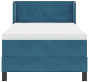 Boxspring Ágy Matracal Sötét Kék 90x190 cm Bársony